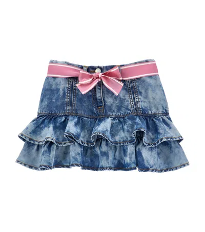 Monnalisa Kids'   Skirt With Ruffles And Bow In Gray