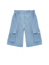 Monnalisa Chambray Cargo Bermuda Shorts In Vintage Blue