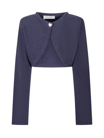 Monnalisa Charming Bolero With Heart Button In Blu