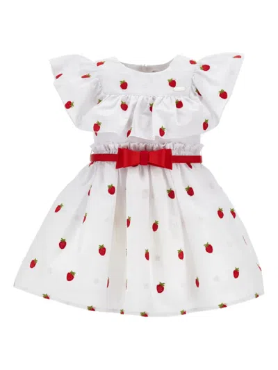 Monnalisa Charming Mini Dress For Girls - Ss26 Collection In White