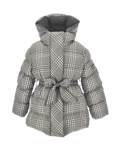 Monnalisa Babies'  Check Print Down Jacket In Gray