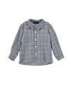 Monnalisa Check Viyella Shirt In Grey + Blue