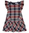 Monnalisa Checked Cotton-blend Dress In Blu