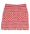 Monnalisa Houndstooth-check Mini Dress In Burro+rosso