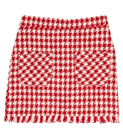 Monnalisa Kids' Houndstooth-check Mini Dress In Red