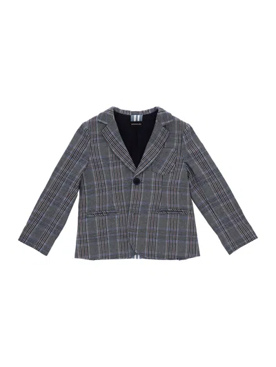 Monnalisa Kids'   Checked Elasticated Jacket In Navy Blue