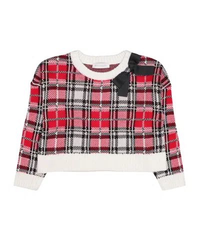 Monnalisa Kids' Checked Jumper In Multicolor