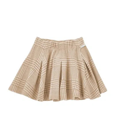 Monnalisa Kids'  Check-pattern Flared Skirt In Neutral