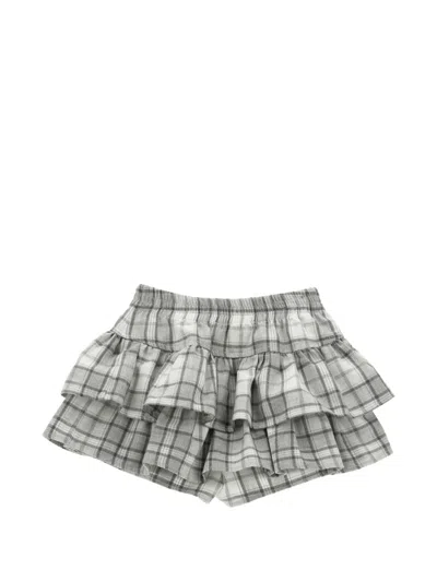 Monnalisa Babies' Check-pattern Ruffled Skirt In Gray