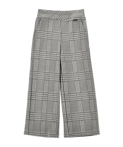 Monnalisa Kids' Check-pattern Wide-leg Trousers In Gray