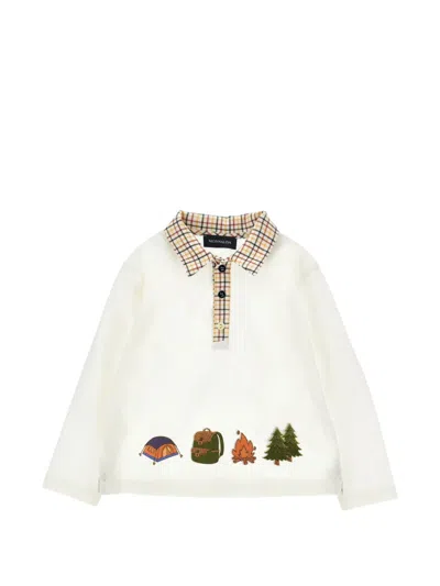 Monnalisa Babies'   Polo Shirt With Camping Prints In White