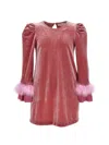 Monnalisa Chenille Bon Ton Dress In Blush Pink