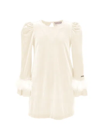 Monnalisa Kids'   Chenille Bon Ton Dress In Cream
