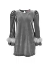 Monnalisa Chenille Bon Ton Dress In Medium Grey