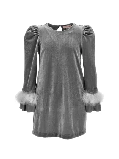 Monnalisa Kids'   Chenille Bon Ton Dress In Medium Grey