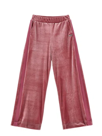 Monnalisa Kids'   Chenille Palazzo Trousers In Blush Pink