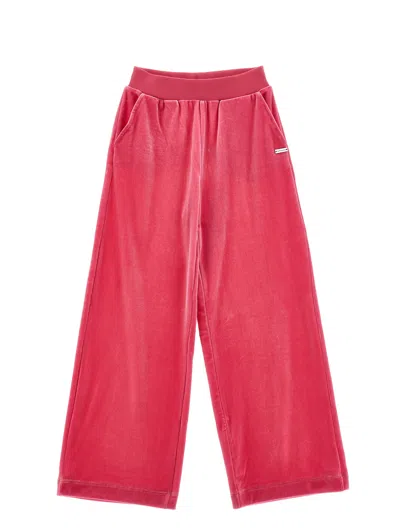 Monnalisa Chenille Palazzo Trousers In Fuchsia