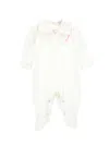 Monnalisa Chenille Playsuit With Double Collar In Cream