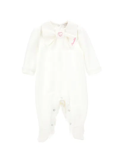 Monnalisa Kids'   Chenille Playsuit With Double Collar In Cream