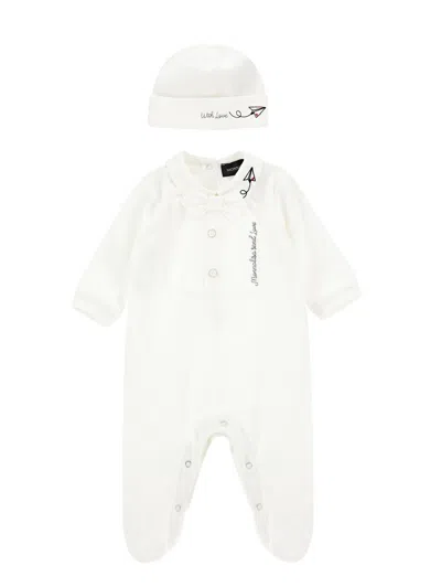 Monnalisa Kids'   Chenille Two-piece Set In Cream