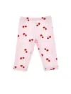 Monnalisa Cherry-print Leggings In Rosa Fairy Tale