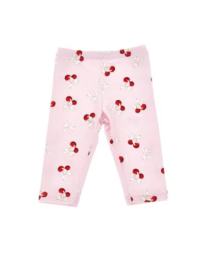 Monnalisa Kids' Cherry-print Leggings In Rosa Fairy Tale