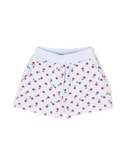 Monnalisa Kids' Cherry-print Cotton Shorts In White