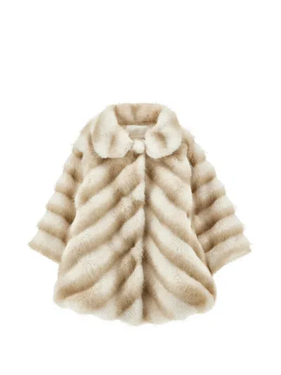 Monnalisa Babies' Chevron-pattern Faux-fur Coat In Brown