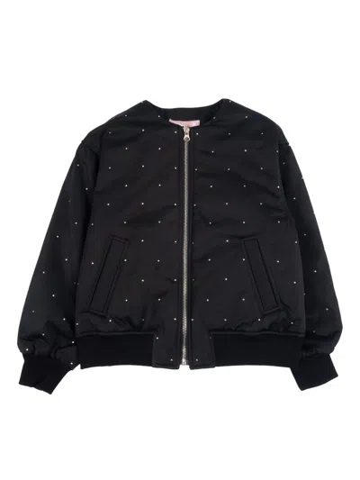 Monnalisa Kids' Chic Bomber Jacket In Black