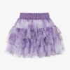 MONNALISA CHIC GIRLS LILAC FLORAL TIERED TULLE SKIRT