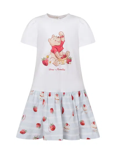 Monnalisa Chic Mini Suit With Front Design For Spring/summer 2026 In White
