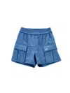 Monnalisa Chic Satin Cargo Bermuda Shorts In Steel Blue