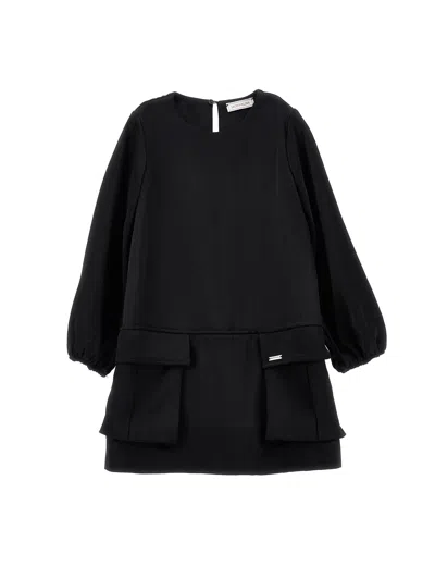 Monnalisa Kids'   Chic Satin Cargo Dress In Black