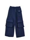 Monnalisa Chic Satin Cargo Trousers In Navy Blue