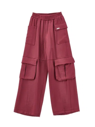 Monnalisa Kids'   Chic Satin Cargo Trousers In Plum