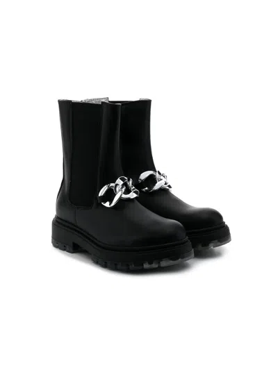 Monnalisa Kids' Chunky-chain Detail Boots In Black