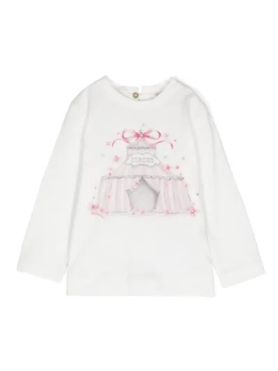 Monnalisa Babies' Circus Tent-printed T-shirt In White