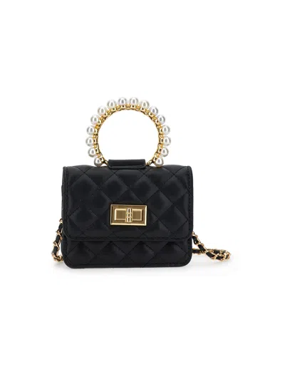Monnalisa Babies'   City Bag With Pearls And Chain In Black