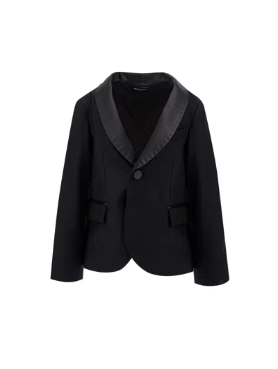 Monnalisa Kids'   Classic Jacket With Satin Details In Black