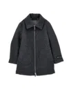 Monnalisa Cloth Coat With Hood In Medium Grey.+ Light Grey