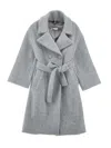 Monnalisa Cloth Coat With Rhinestones In Grey