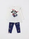 Monnalisa X Disney Mickey Mouse T-shirt And Leggings Set In White