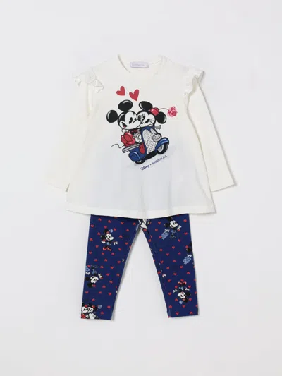 Monnalisa Kids' X Disney Mickey Mouse T-shirt And Leggings Set In Blue