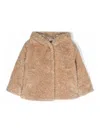 Monnalisa Teddy Single-breasted Jacket In Brown