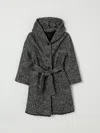 Monnalisa Cotton-blend Hooded Coat In Black