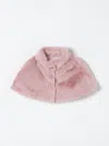 Monnalisa Faux-fur Short Cape In Pink