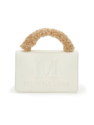 Monnalisa Kids'   Coated Fabric Bag In Ecru