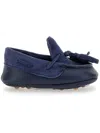 Monnalisa Coated Fabric Moccasin Shoes In Dark Blue