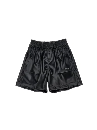 Monnalisa Kids'   Coated Fabric Shorts In Black