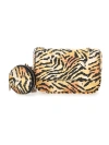 Monnalisa Coated Fabric Shoulder Bag In Caramel + Black